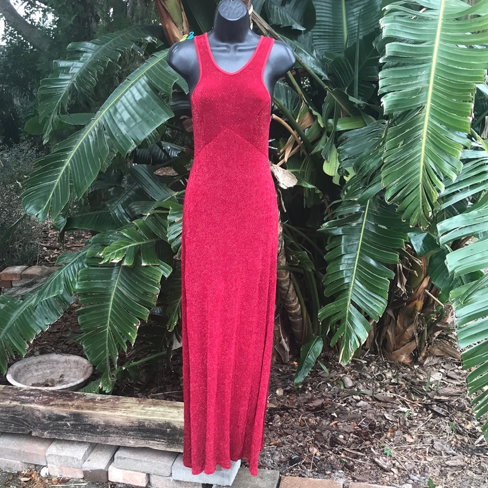 Urban girl Sparkly slinky knit Halter gown